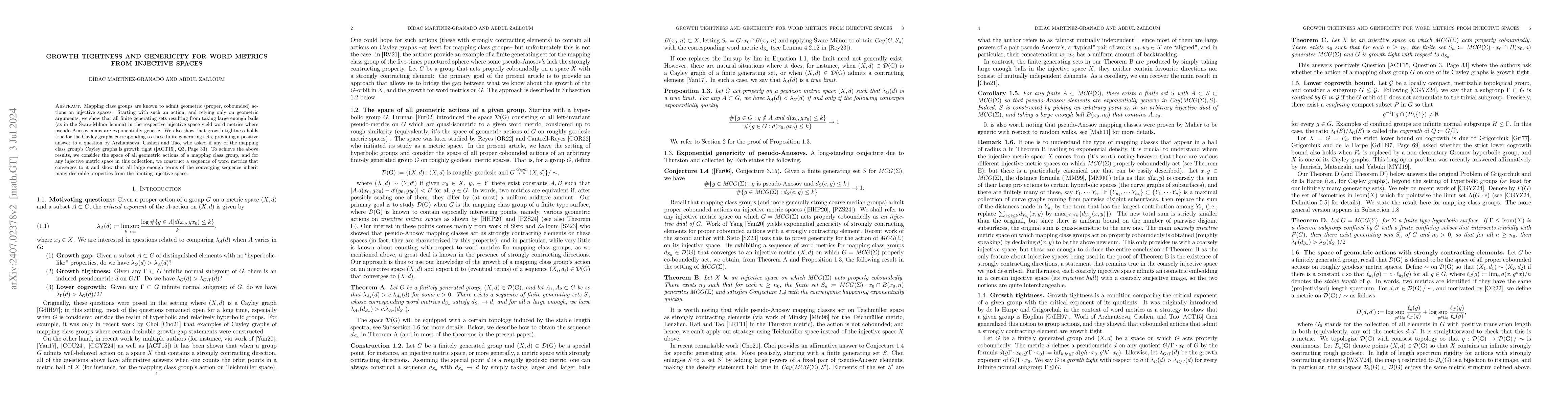 Thumbnail for Growth tightness and genericity for word metrics from injective spaces