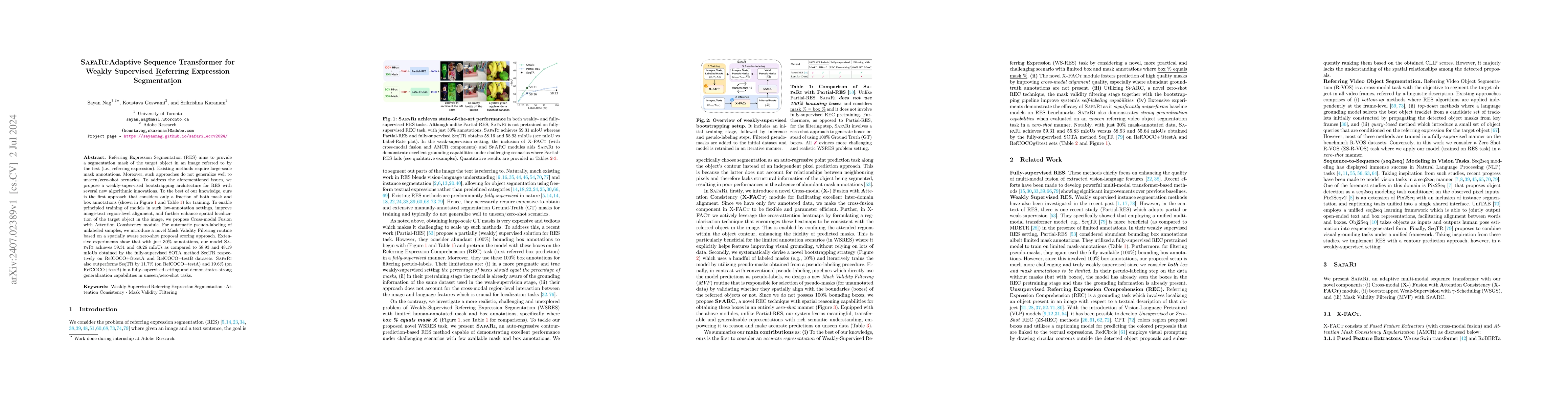Thumbnail for SafaRi:Adaptive Sequence Transformer for Weakly Supervised Referring
  Expression Segmentation