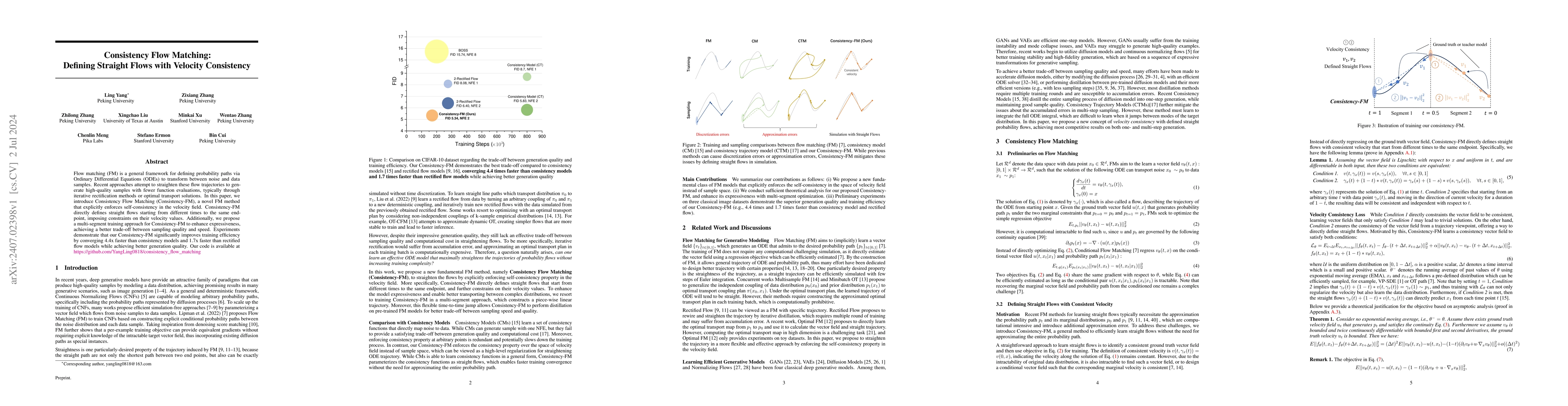 Thumbnail for Consistency Flow Matching: Defining Straight Flows with Velocity
  Consistency