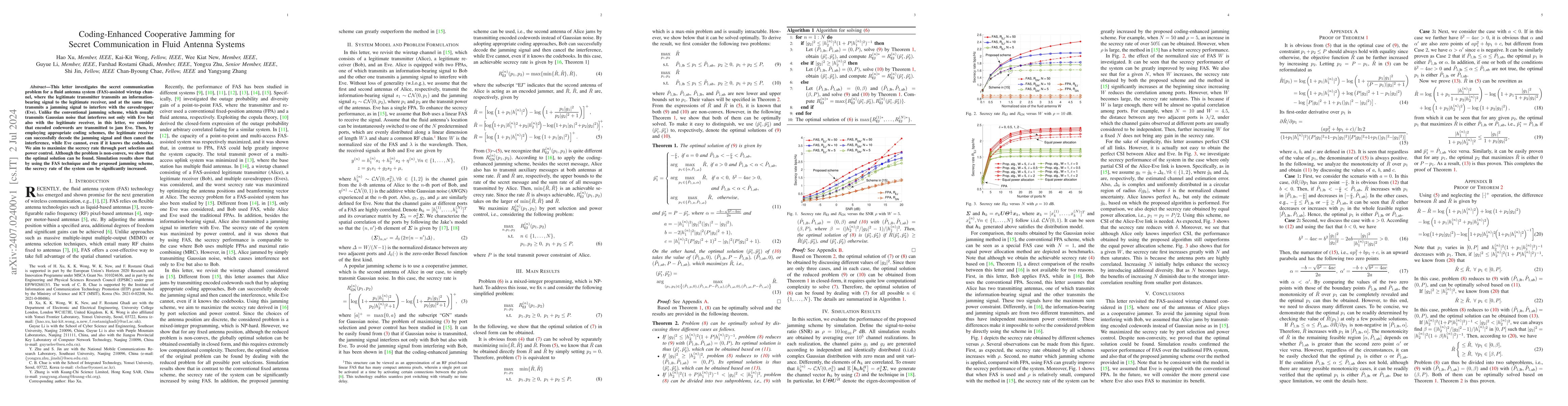 Thumbnail for Coding-Enhanced Cooperative Jamming for Secret Communication in Fluid
  Antenna Systems
