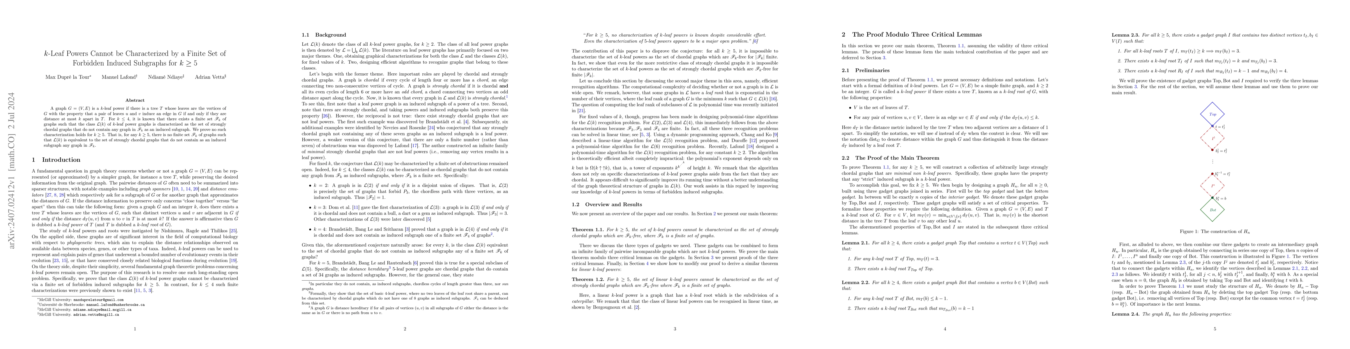 Thumbnail for $k$-Leaf Powers Cannot be Characterized by a Finite Set of Forbidden
  Induced Subgraphs for $k \geq 5$