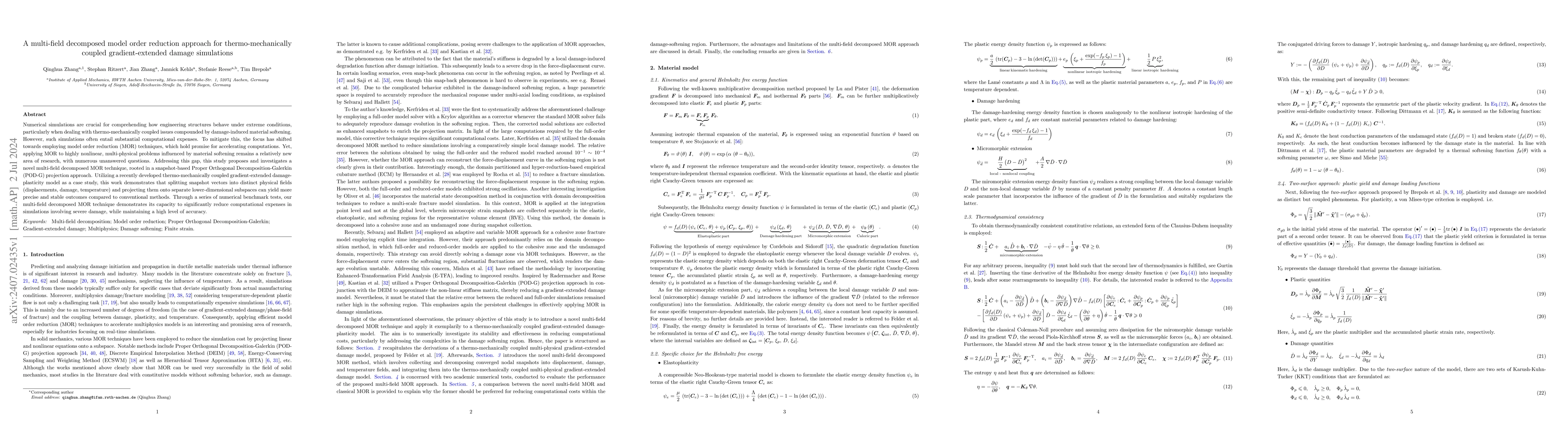 Thumbnail for A multi-field decomposed model order reduction approach for
  thermo-mechanically coupled gradient-extended damage simulations