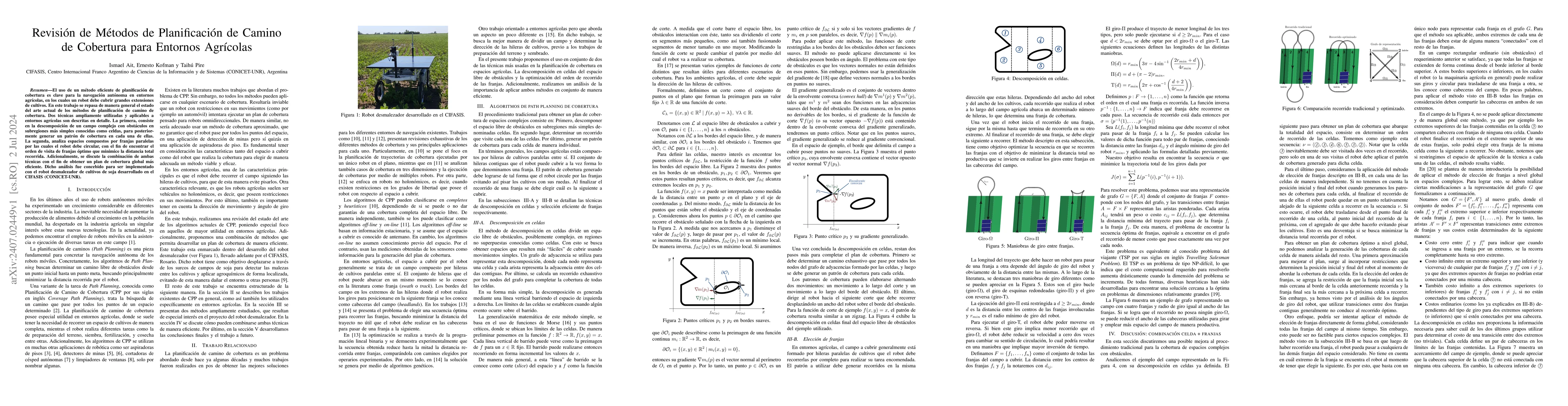 Thumbnail for Revisi\'on de M\'etodos de Planificaci\'on de Camino de Cobertura para
  Entornos Agr\'icolas