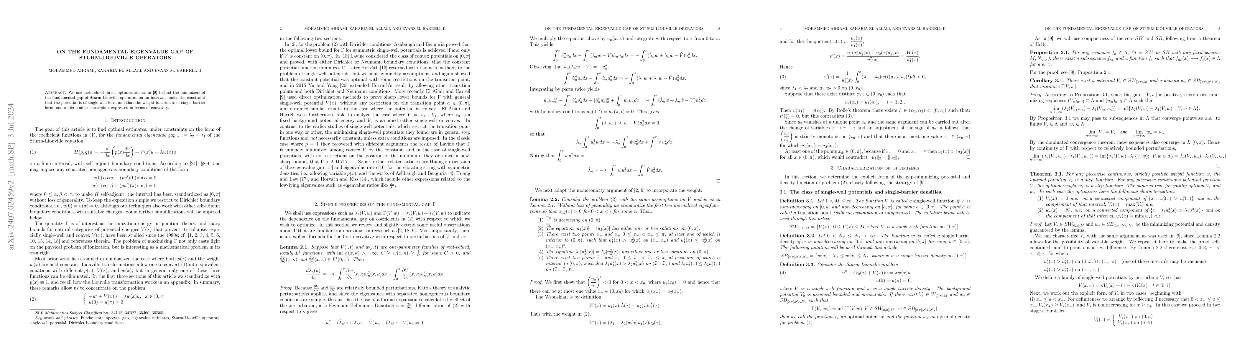 Thumbnail for On the Fundamental Eigenvalues gap of Sturm-Liouville Operators