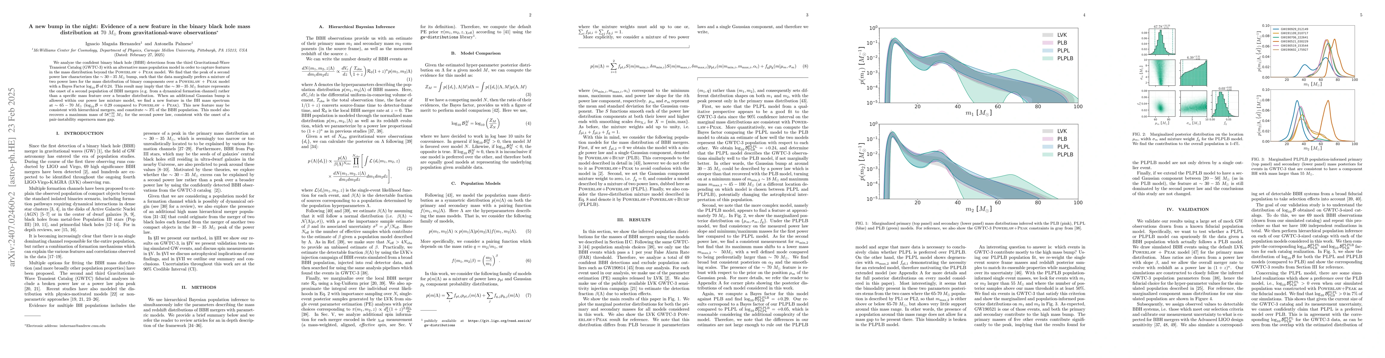 Thumbnail for A new bump in the night: evidence of a new feature in the binary black
  hole mass distribution at $70~M_{\odot}$ from gravitational-wave observations