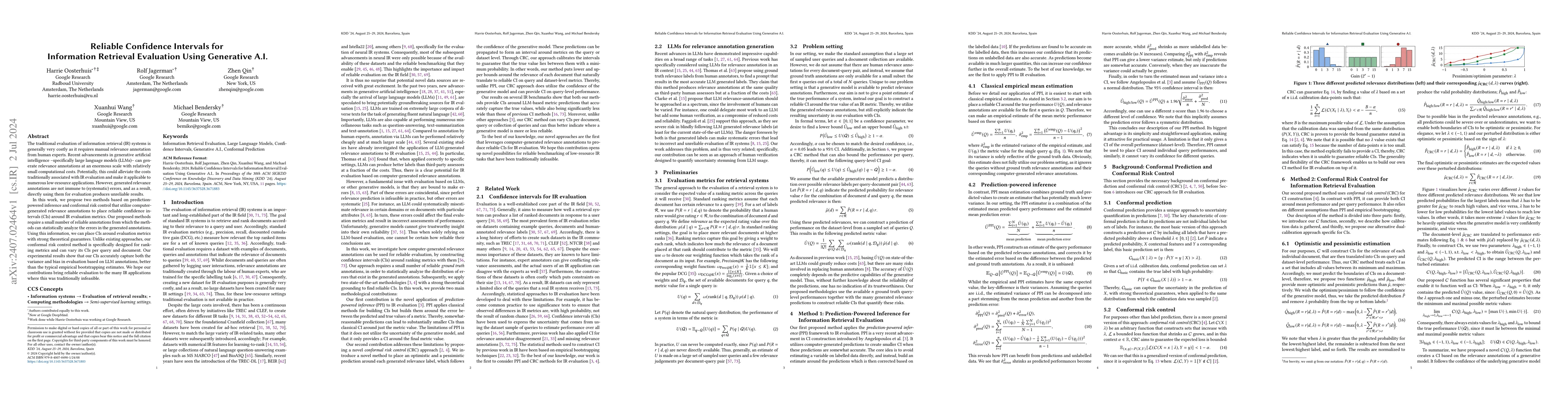 Thumbnail for Reliable Confidence Intervals for Information Retrieval Evaluation Using
  Generative A.I