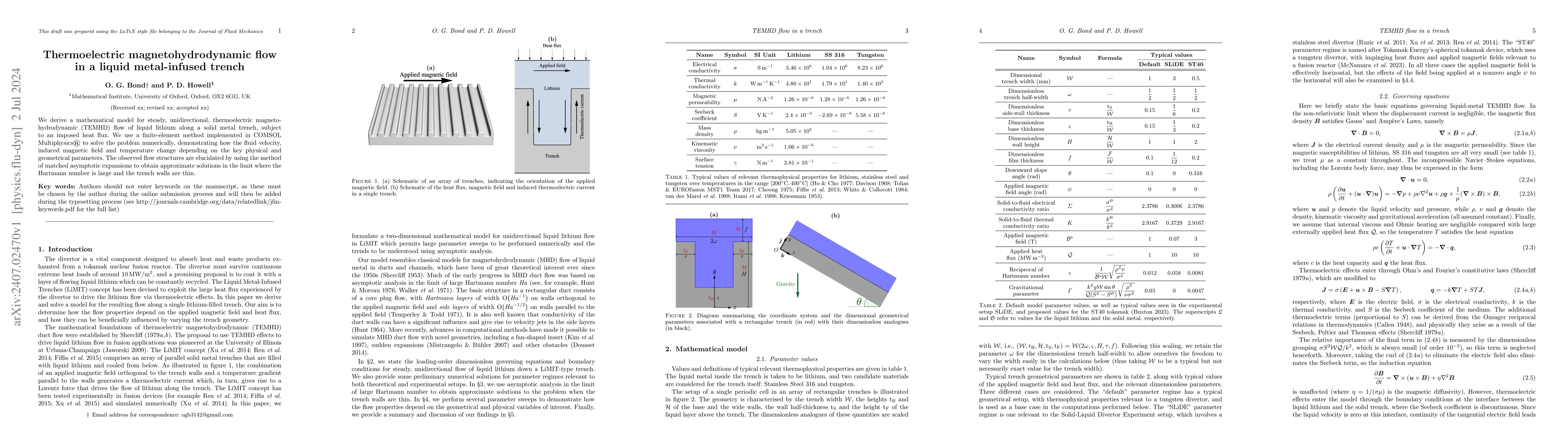 Thumbnail for Thermoelectric magnetohydrodynamic flow in a liquid metal-infused trench