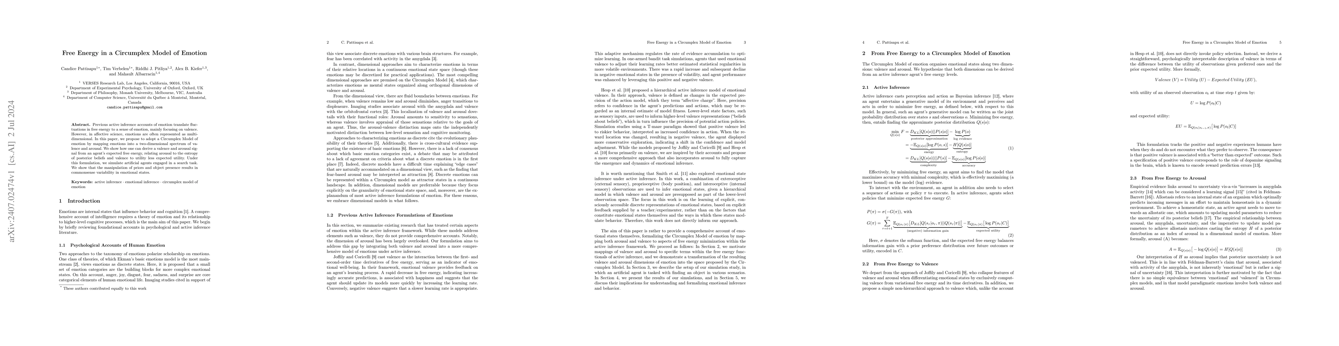 Thumbnail for Free Energy in a Circumplex Model of Emotion