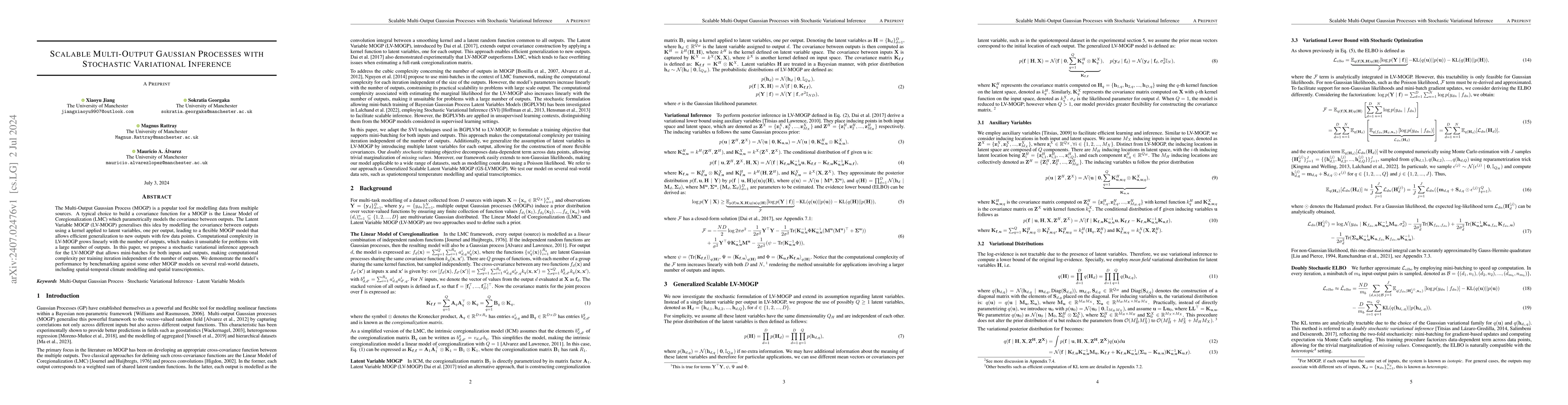 Thumbnail for Scalable Multi-Output Gaussian Processes with Stochastic Variational
  Inference