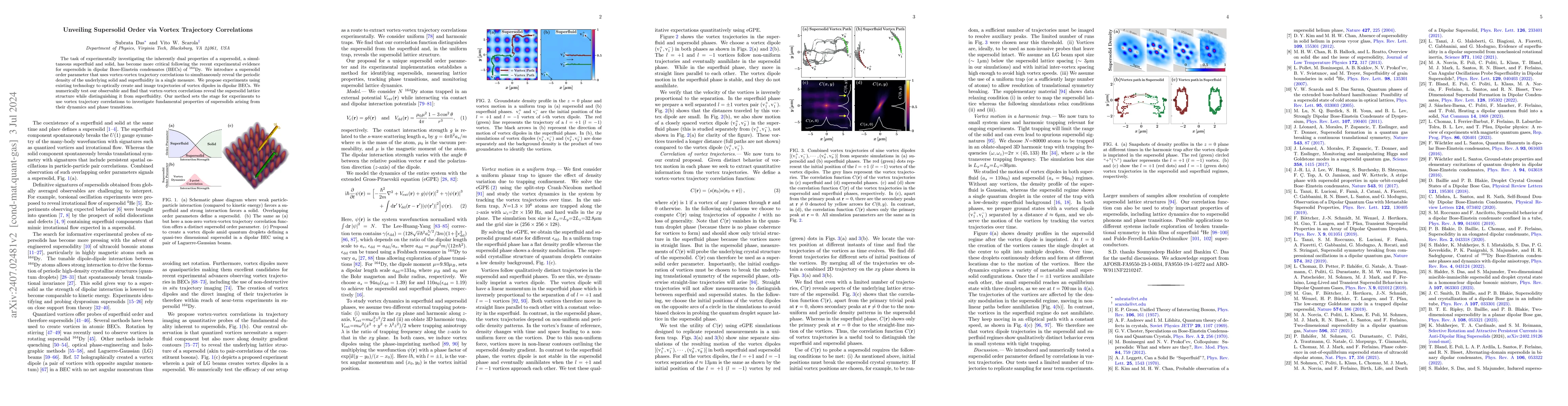 Thumbnail for Unveiling Supersolid Order via Vortex Trajectory Correlations