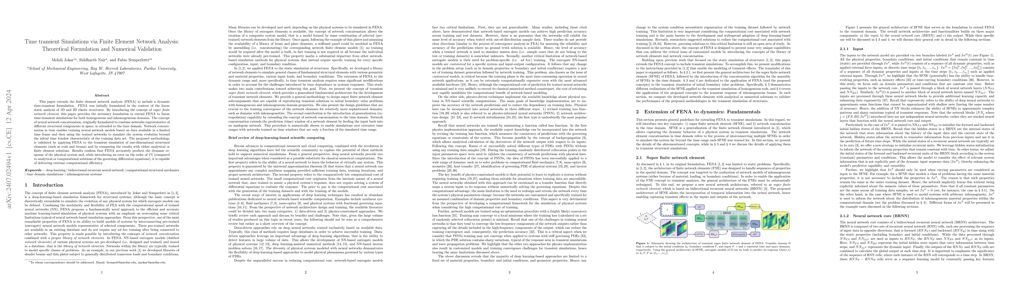 Thumbnail for Time transient Simulations via Finite Element Network Analysis:
  Theoretical Formulation and Numerical Validation
