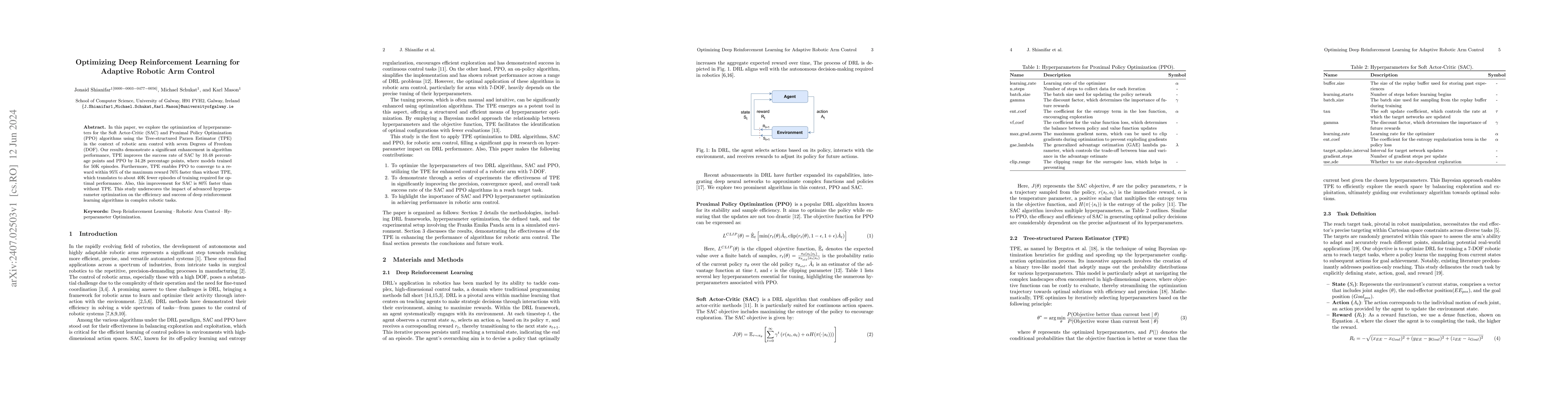 Thumbnail for Optimizing Deep Reinforcement Learning for Adaptive Robotic Arm Control