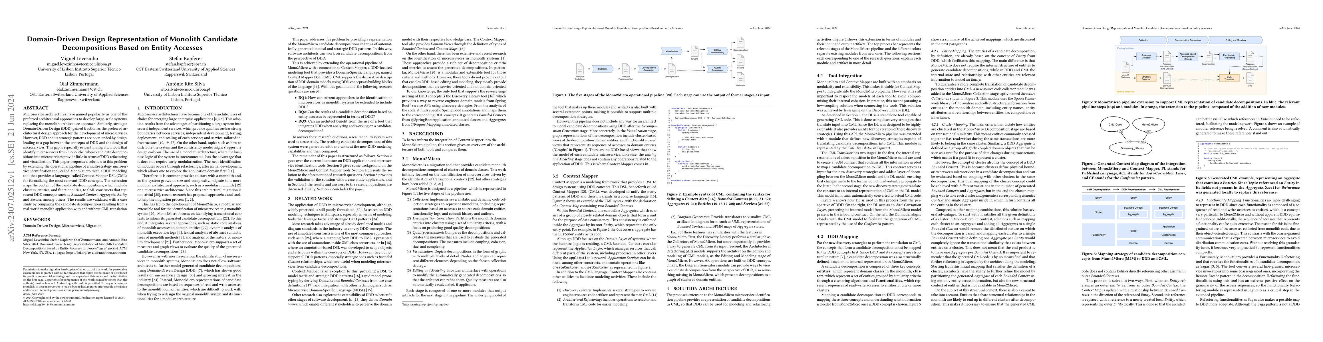 Thumbnail for Domain-Driven Design Representation of Monolith Candidate Decompositions
  Based on Entity Accesses