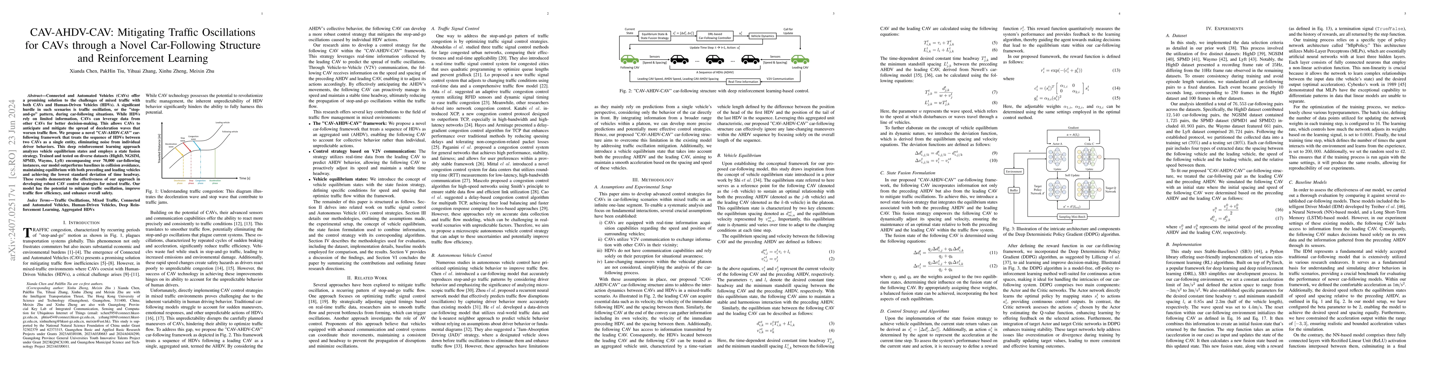 Thumbnail for CAV-AHDV-CAV: Mitigating Traffic Oscillations for CAVs through a Novel
  Car-Following Structure and Reinforcement Learning