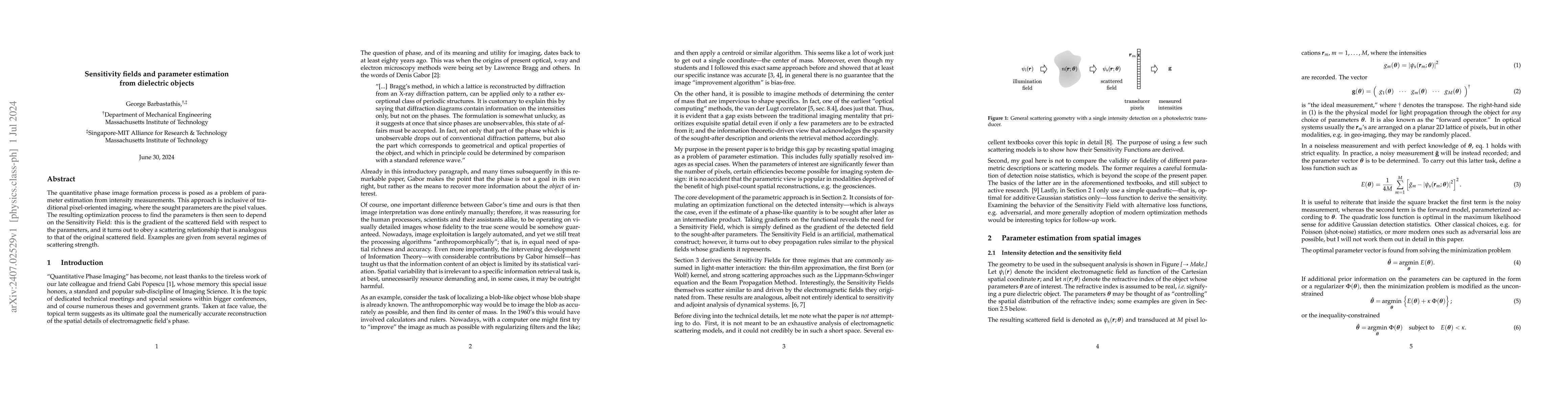 Thumbnail for Sensitivity fields and parameter estimation from dielectric objects