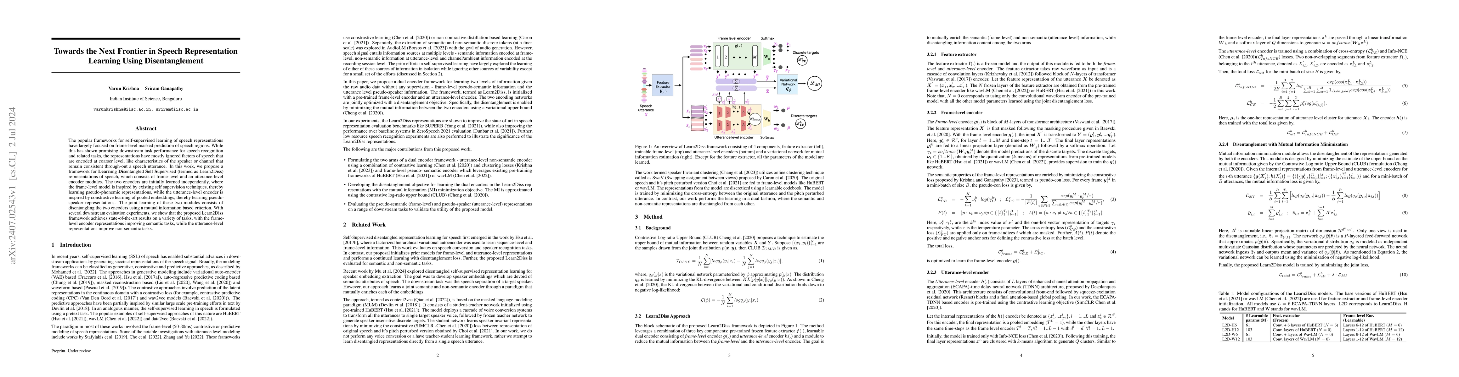 Thumbnail for Towards the Next Frontier in Speech Representation Learning Using
  Disentanglement