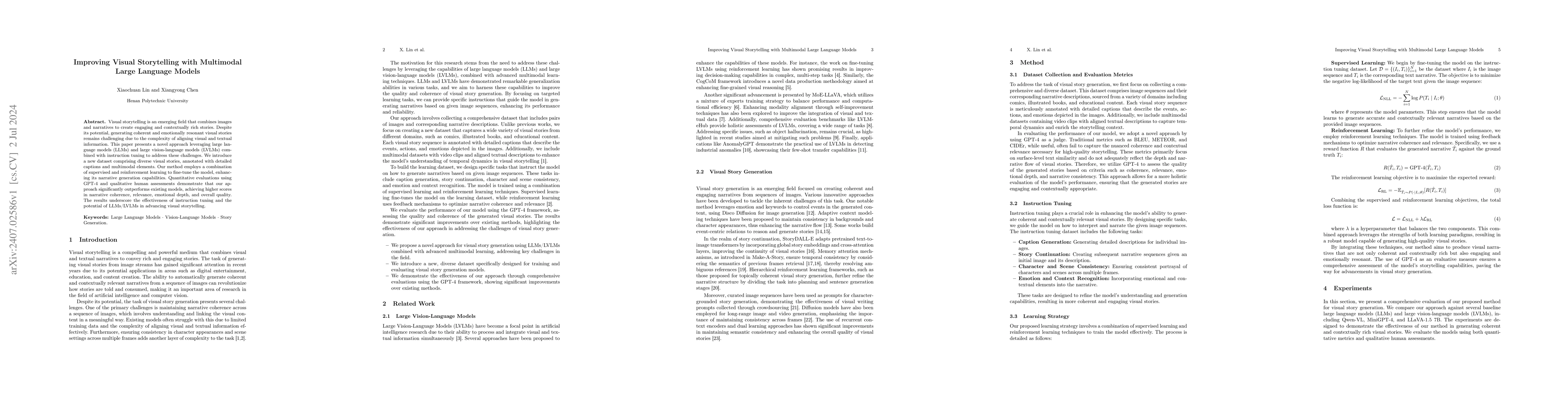 Thumbnail for Improving Visual Storytelling with Multimodal Large Language Models
