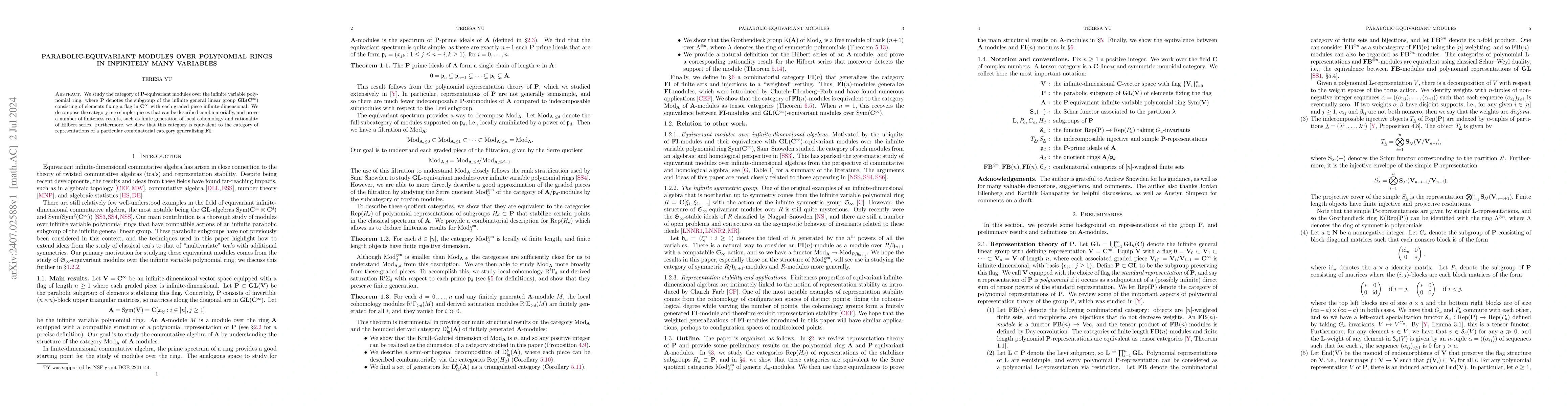 Thumbnail for Parabolic-equivariant modules over polynomial rings in infinitely many
  variables