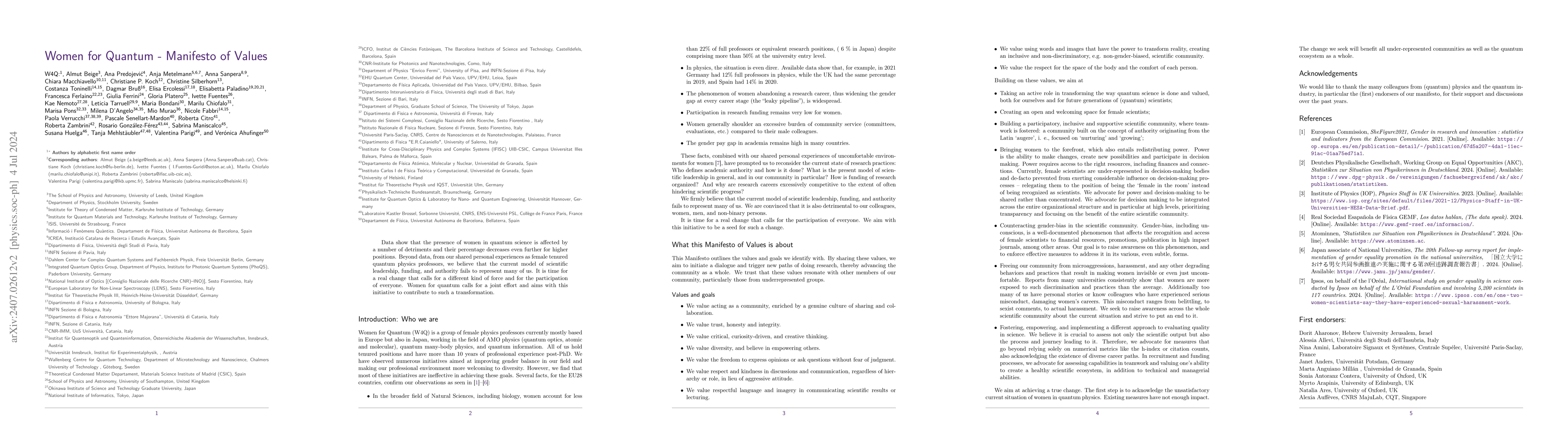 Thumbnail for Women for Quantum -- Manifesto of Values