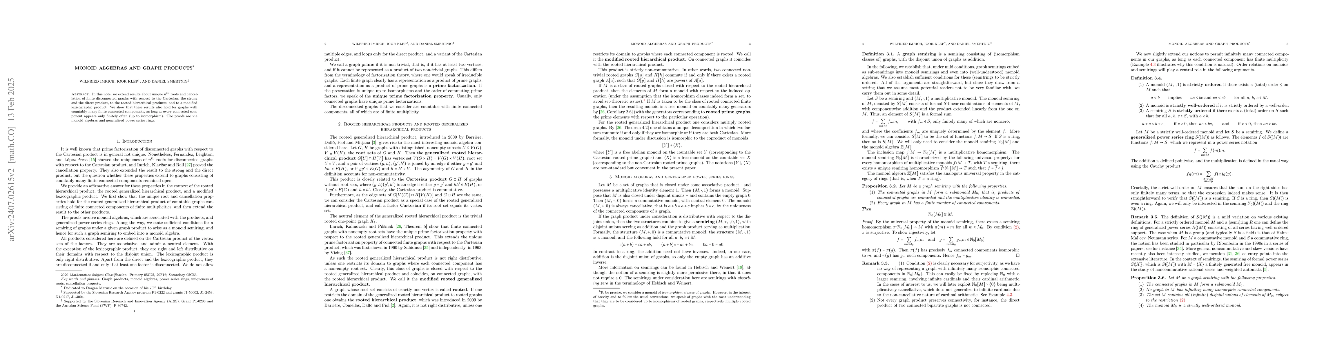 Thumbnail for Monoid algebras and graph products