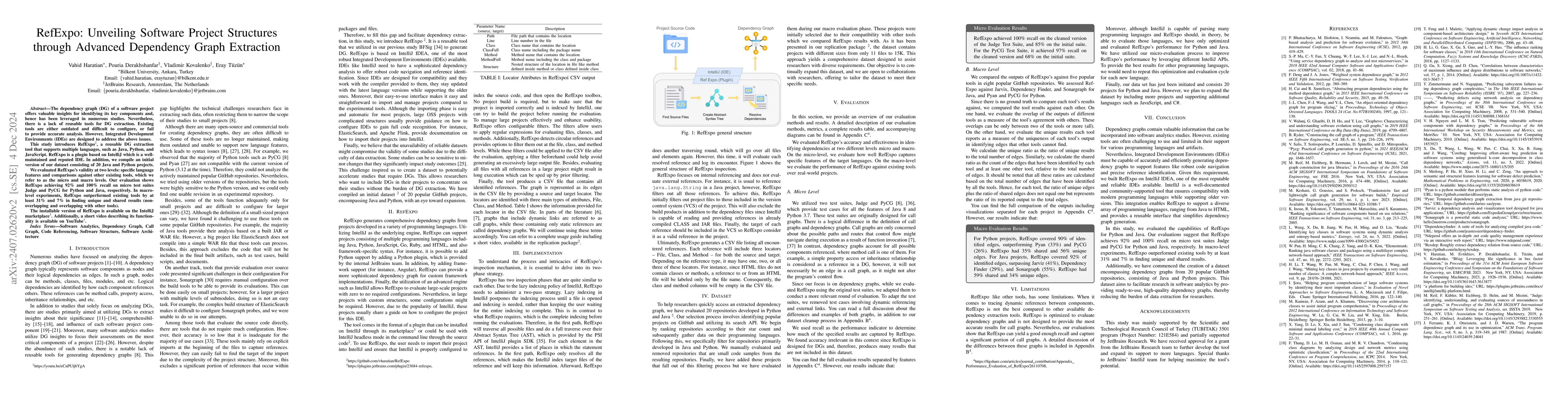 Thumbnail for RefExpo: Unveiling Software Project Structures through Advanced
  Dependency Graph Extraction