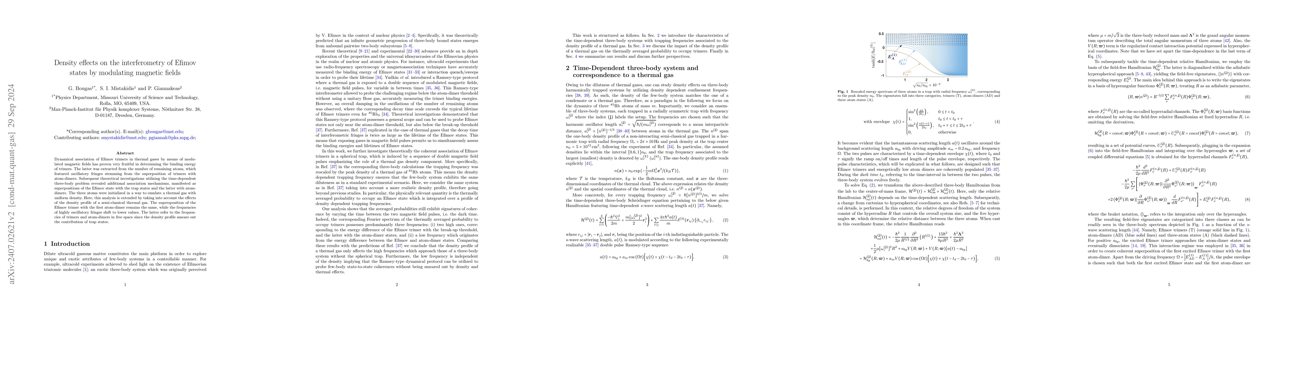 Thumbnail for Density effects on the interferometry of Efimov states by modulating
  magnetic fields