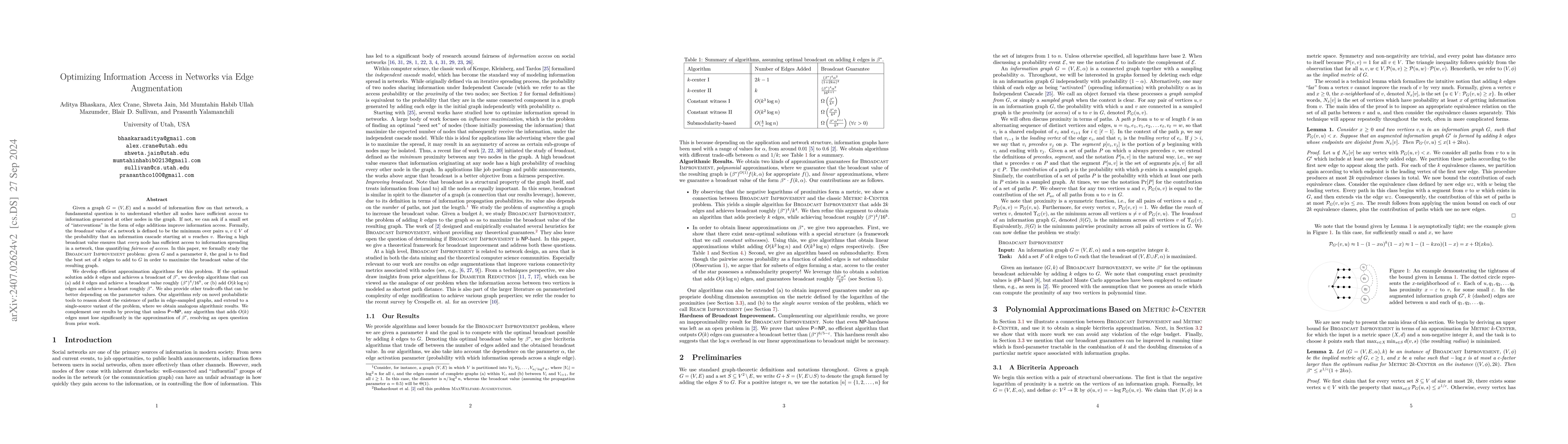 Thumbnail for Optimizing Information Access in Networks via Edge Augmentation