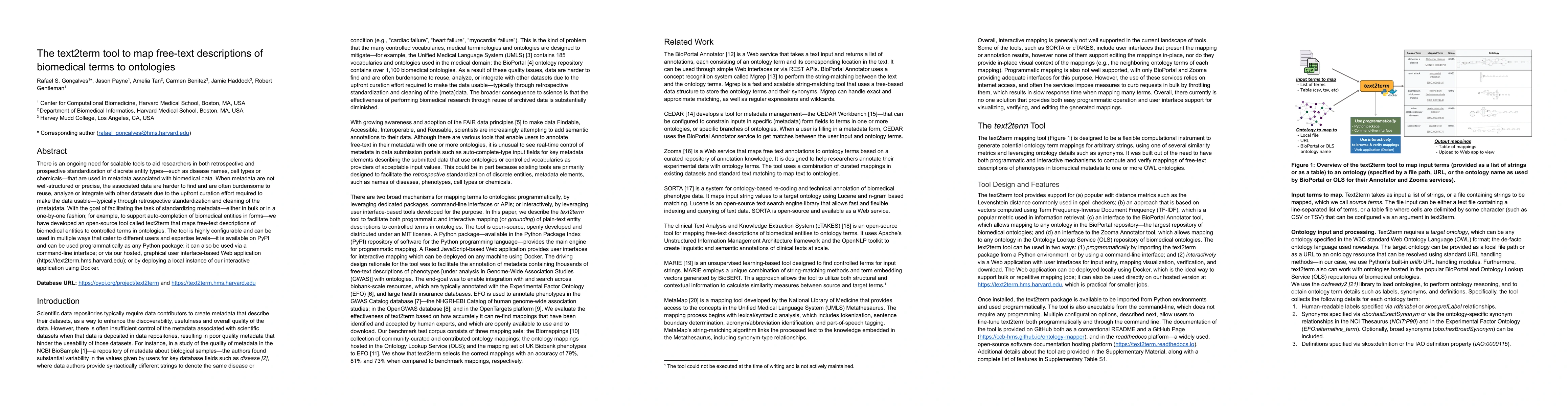 Thumbnail for The text2term tool to map free-text descriptions of biomedical terms to
  ontologies