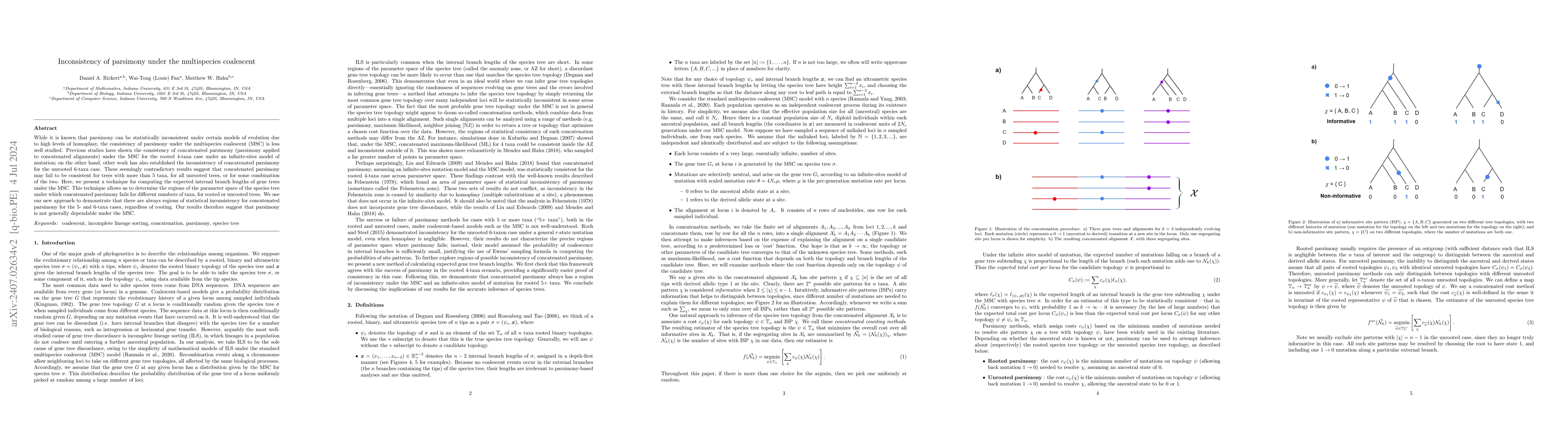Thumbnail for Inconsistency of parsimony under the multispecies coalescent