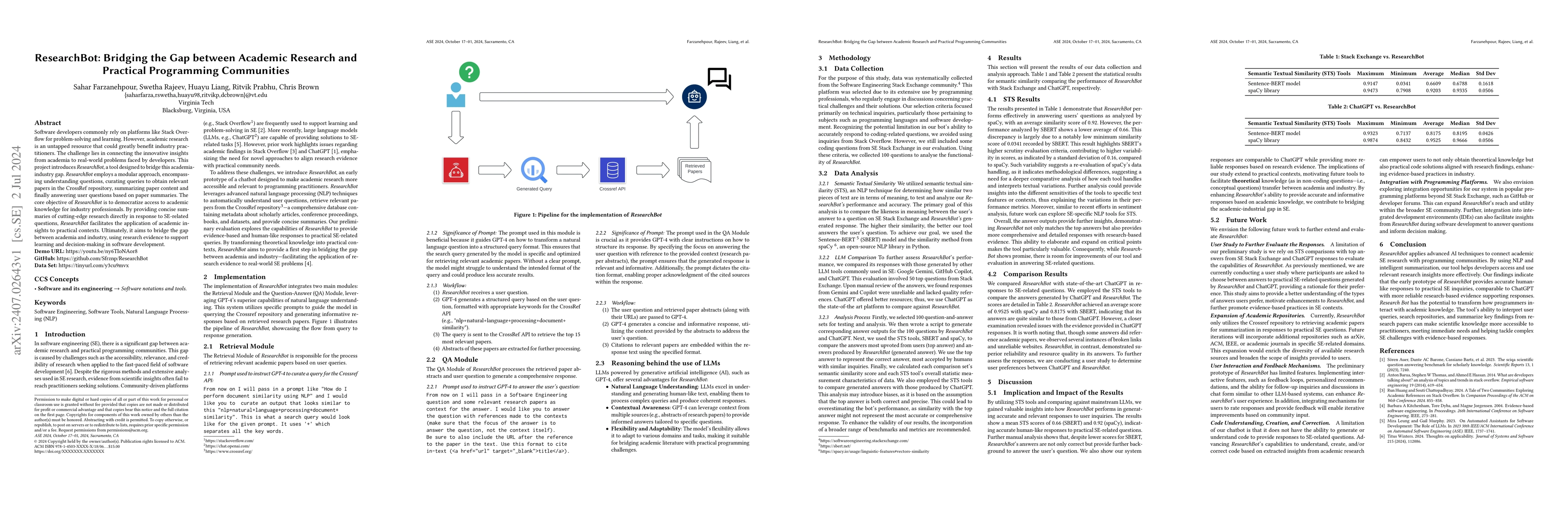 Thumbnail for ResearchBot: Bridging the Gap between Academic Research and Practical
  Programming Communities
