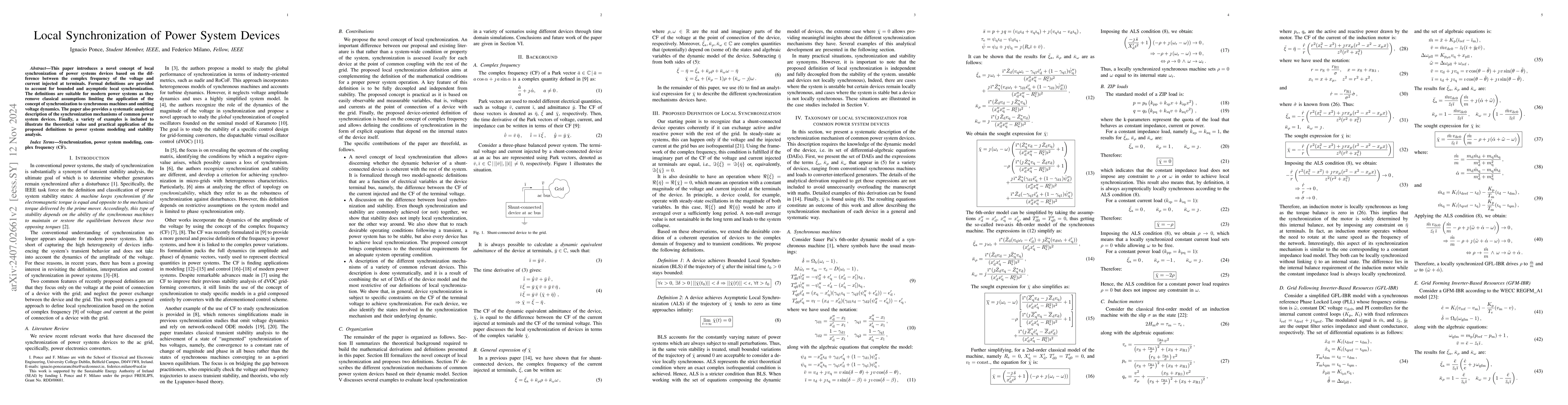 Thumbnail for Local Synchronization of Power System Devices