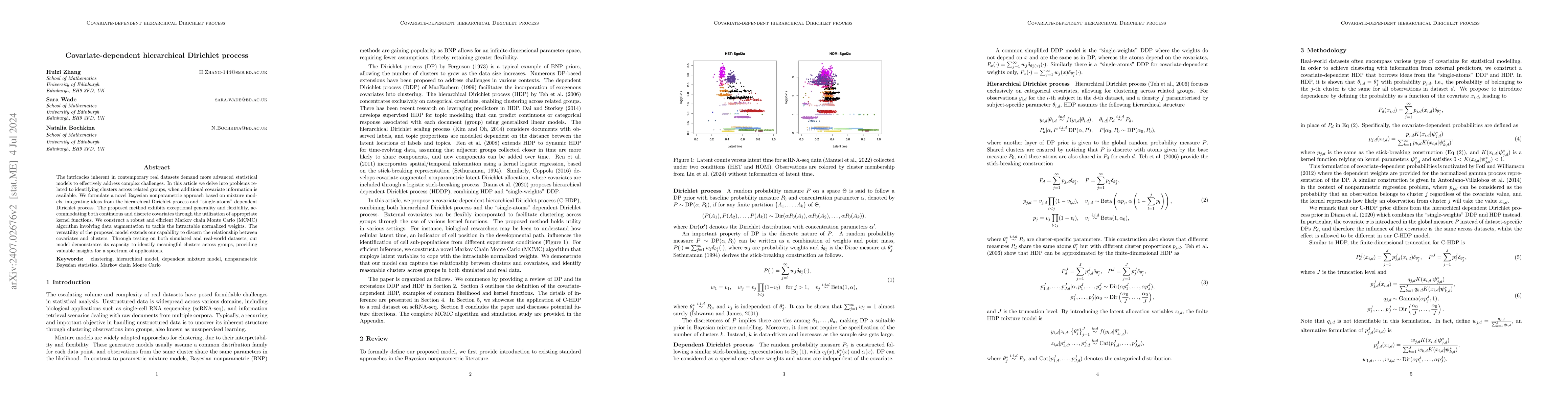 Thumbnail for Covariate-dependent hierarchical Dirichlet process