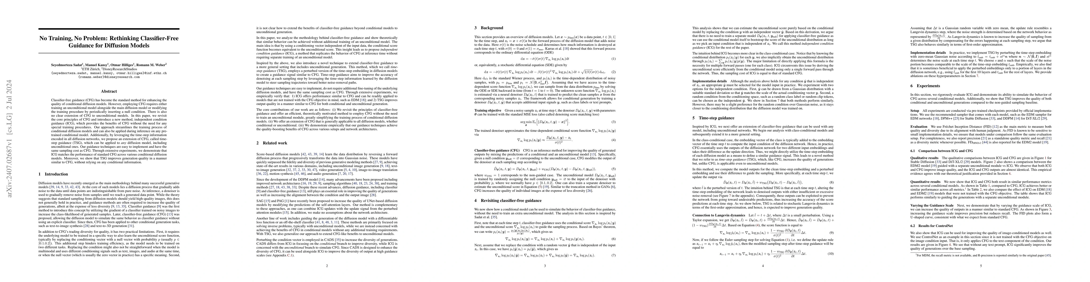 Thumbnail for No Training, No Problem: Rethinking Classifier-Free Guidance for
  Diffusion Models