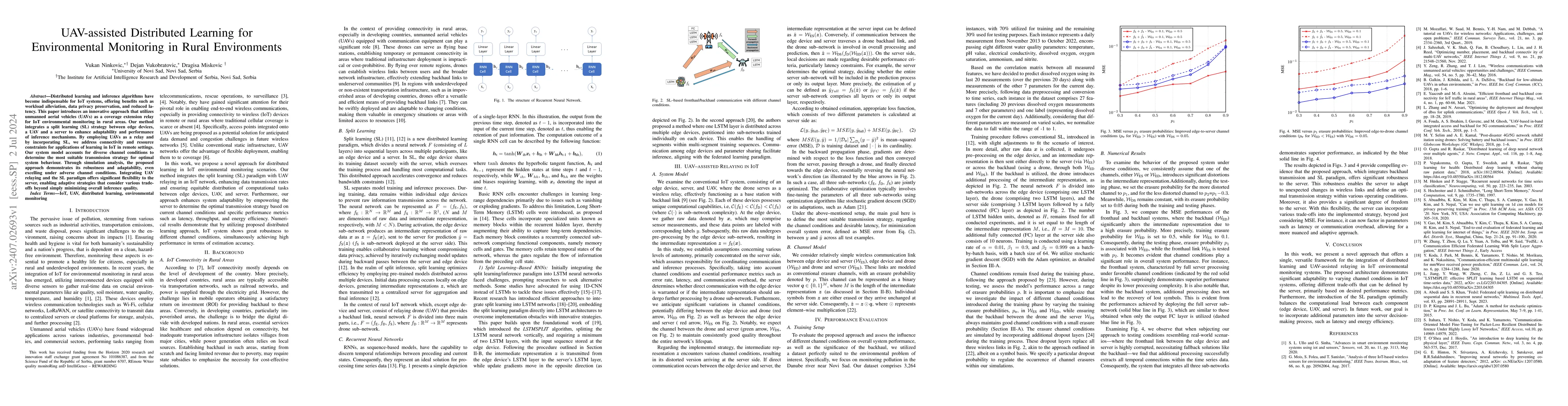 Thumbnail for UAV-assisted Distributed Learning for Environmental Monitoring in Rural
  Environments