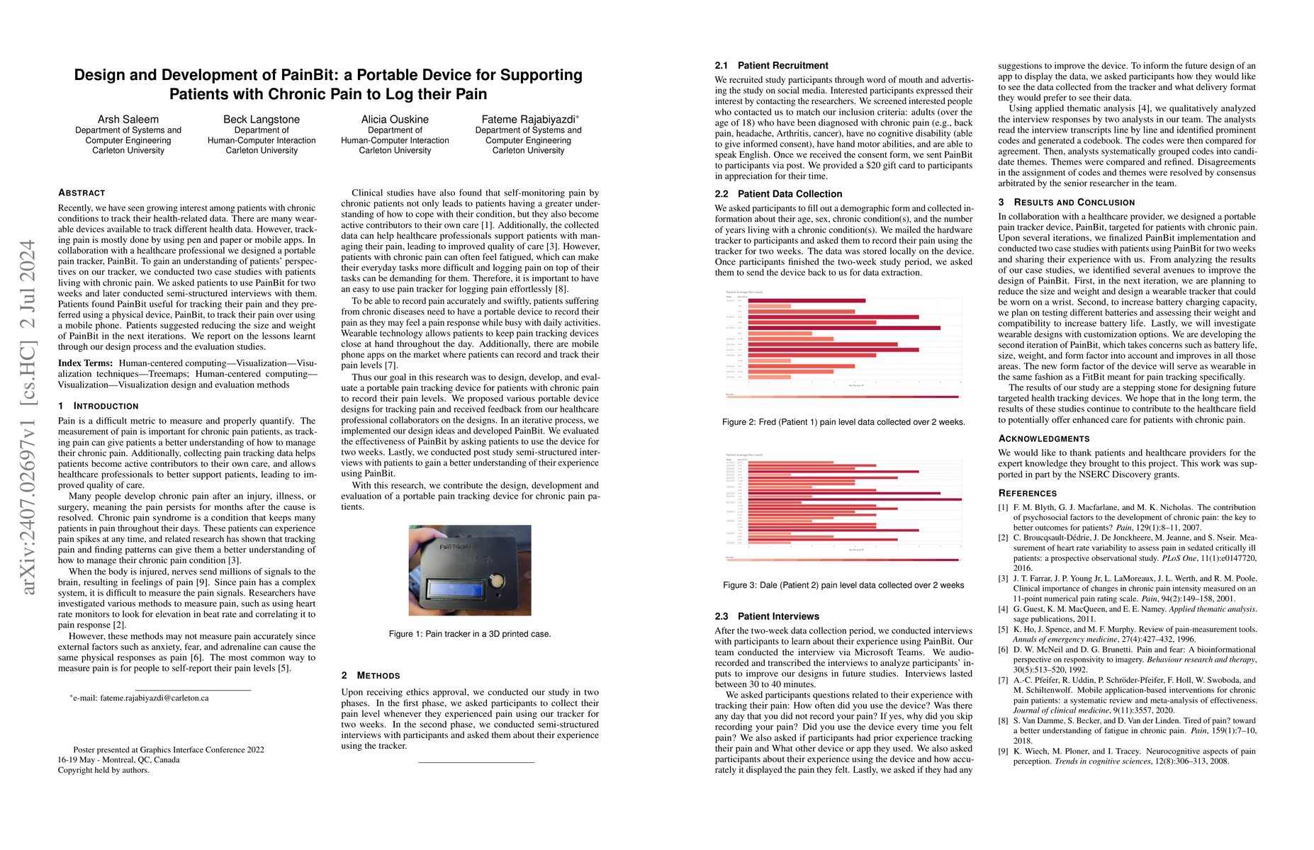 Thumbnail for Design and Development of PainBit: a Portable Device for Supporting
  Patients with Chronic Pain to Log their Pain