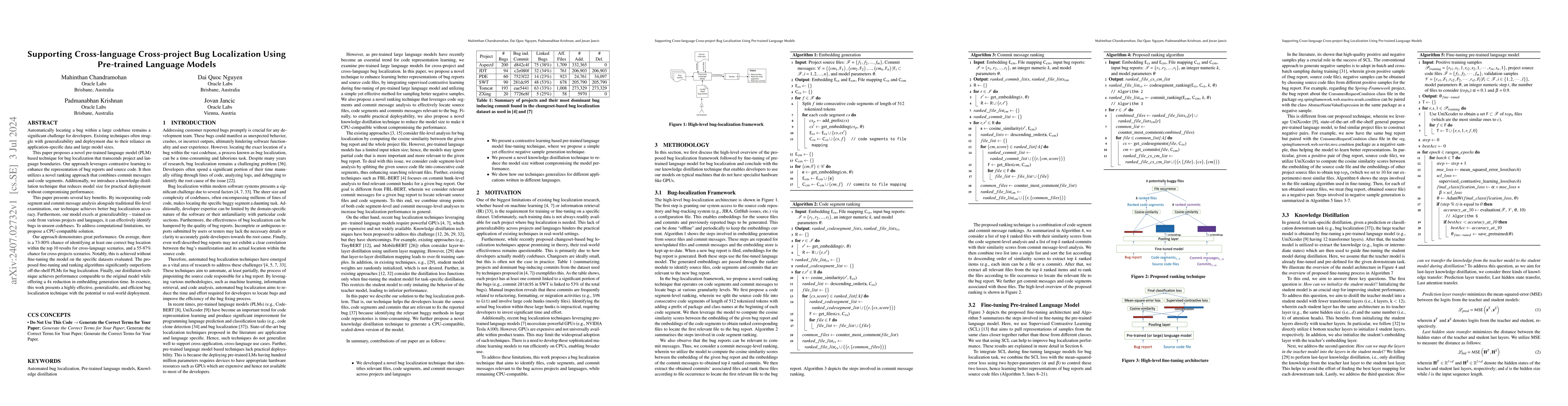 Thumbnail for Supporting Cross-language Cross-project Bug Localization Using
  Pre-trained Language Models