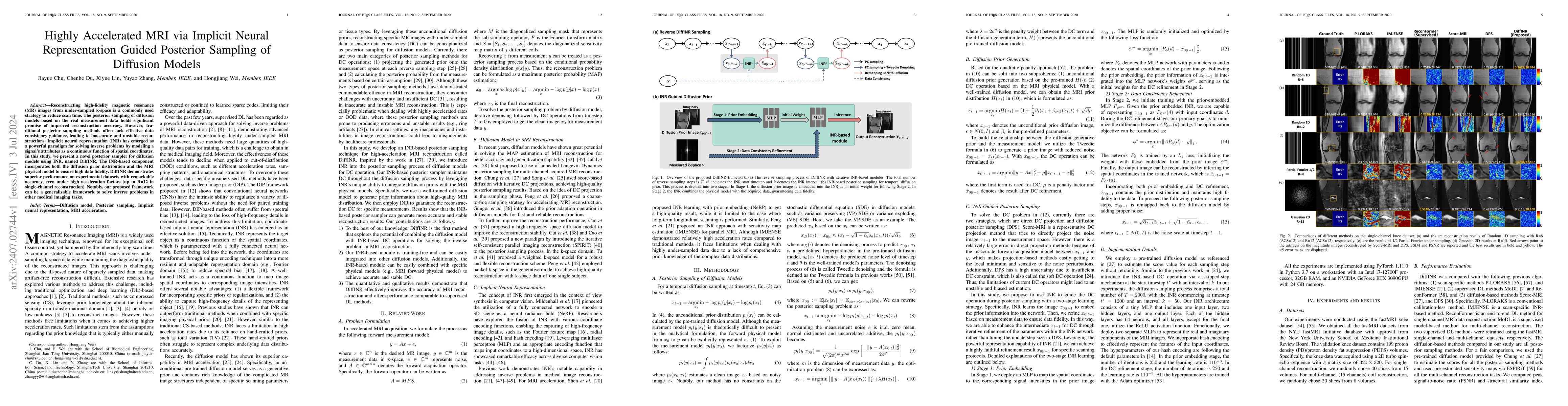 Thumbnail for Highly Accelerated MRI via Implicit Neural Representation Guided
  Posterior Sampling of Diffusion Models