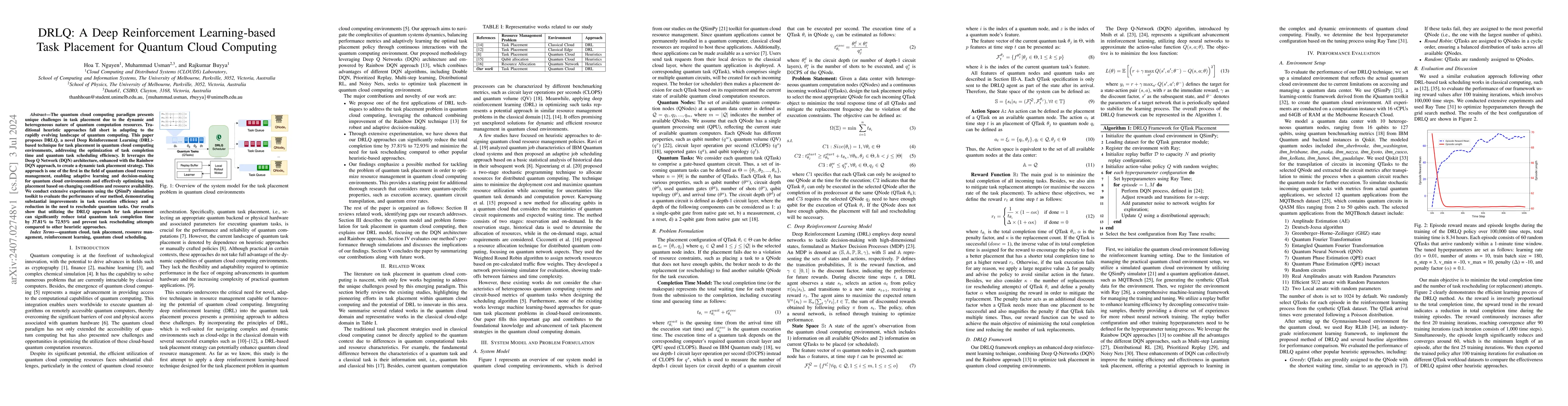 Thumbnail for DRLQ: A Deep Reinforcement Learning-based Task Placement for Quantum
  Cloud Computing