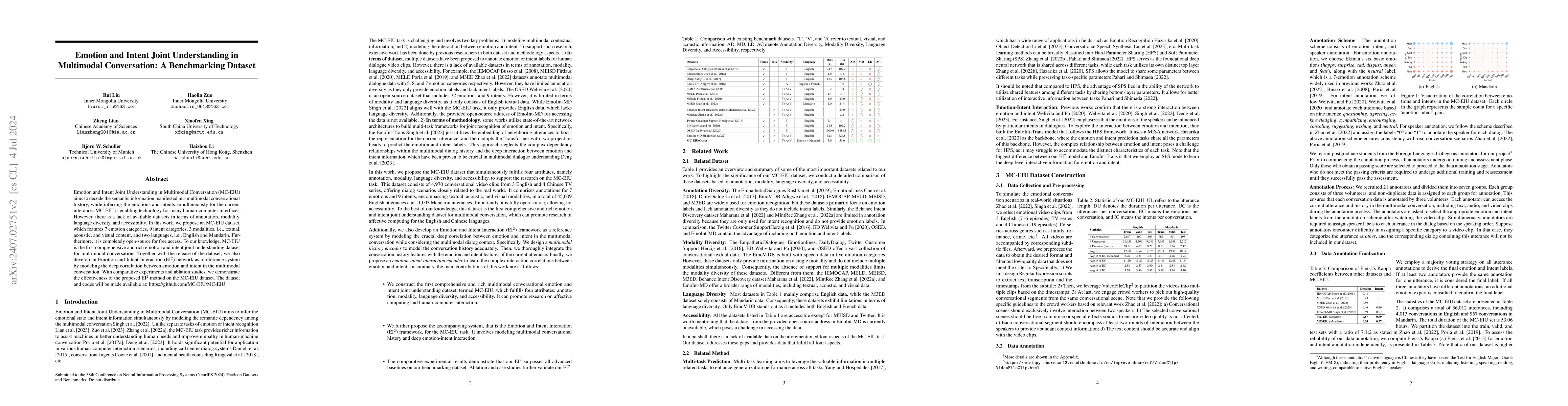 Thumbnail for Emotion and Intent Joint Understanding in Multimodal Conversation: A
  Benchmarking Dataset