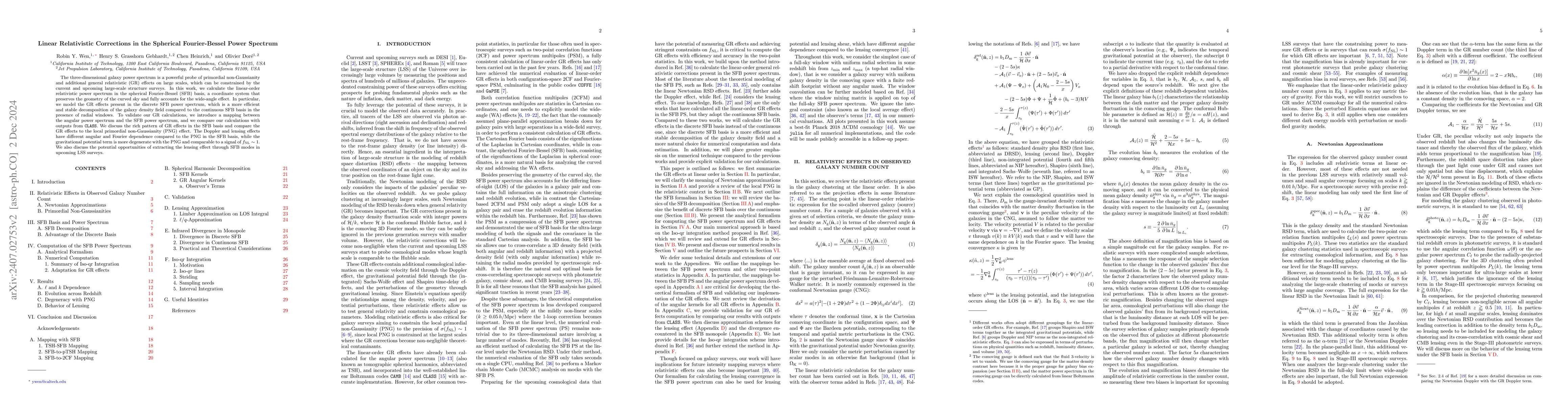 Thumbnail for Linear Relativistic Corrections in the Spherical Fourier-Bessel Power
  Spectrum