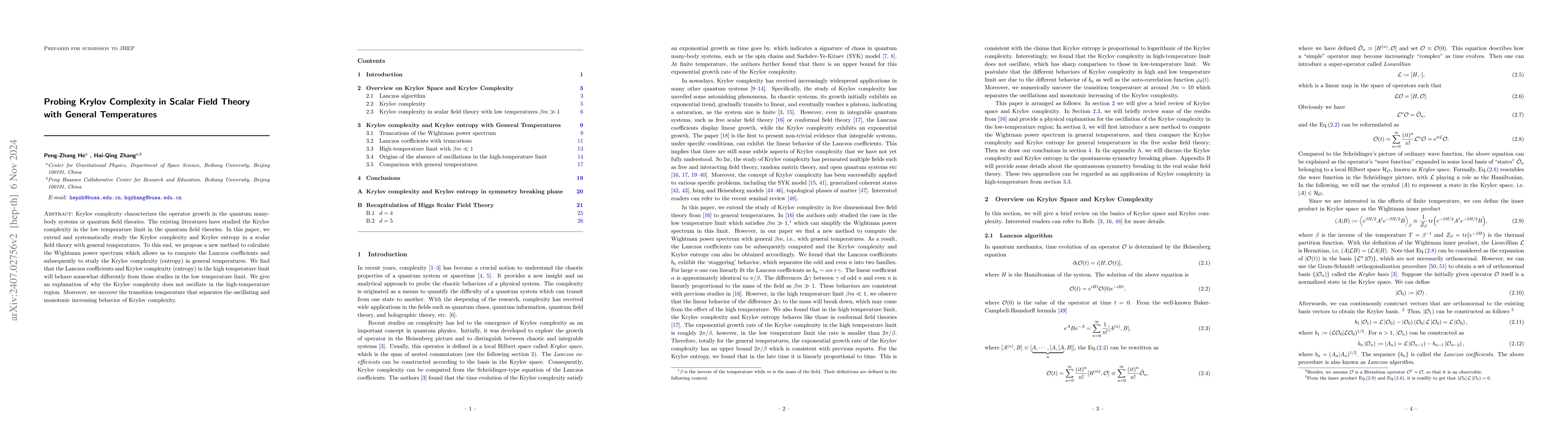 Thumbnail for Probing Krylov Complexity in Scalar Field Theory with General
  Temperatures