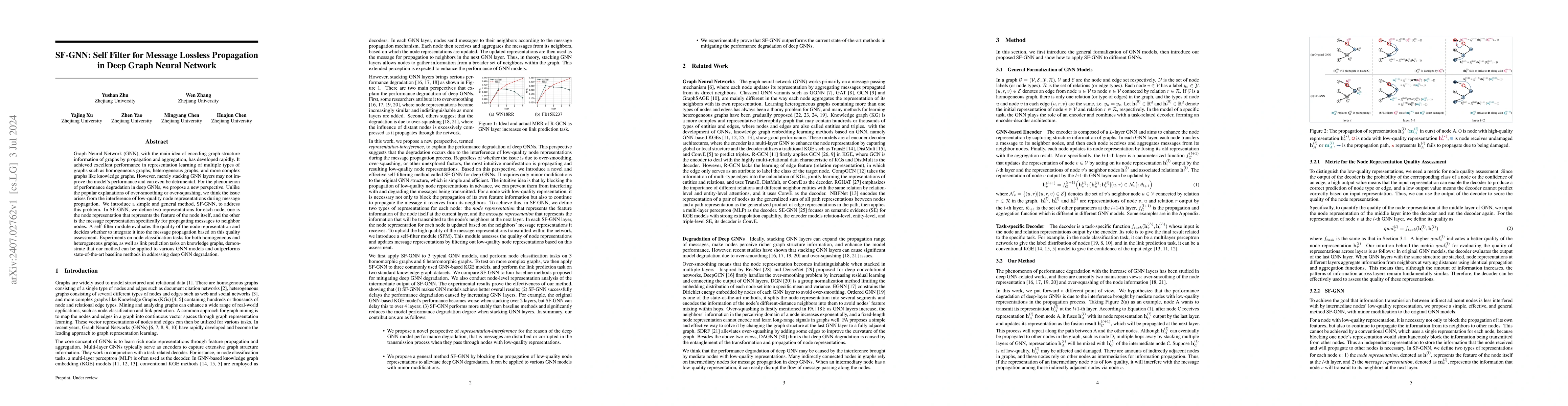 Thumbnail for SF-GNN: Self Filter for Message Lossless Propagation in Deep Graph
  Neural Network