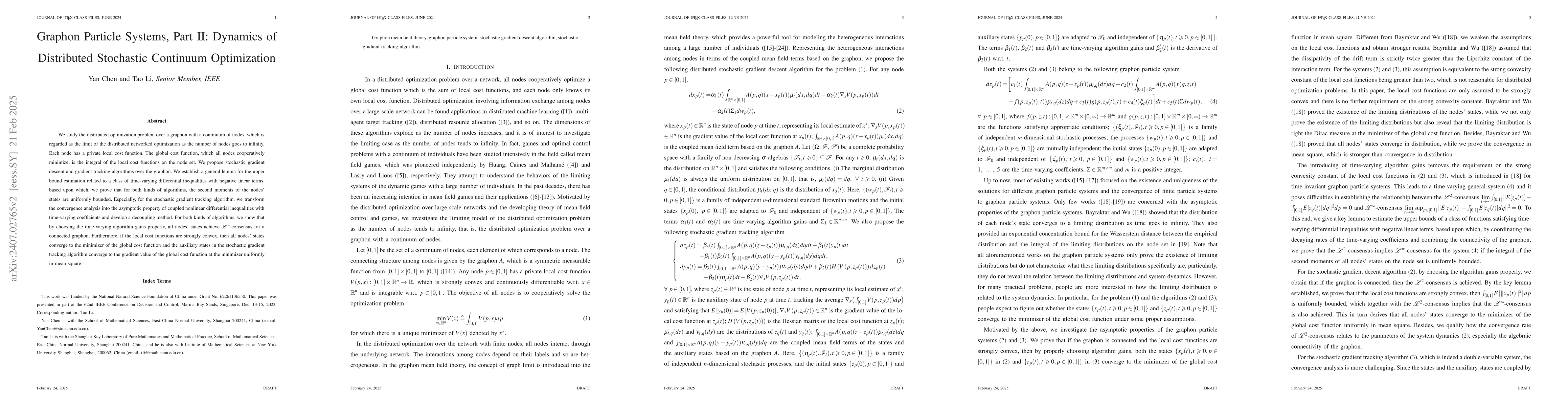 Thumbnail for Graphon Particle Systems, Part II: Dynamics of Distributed Stochastic
  Continuum Optimization