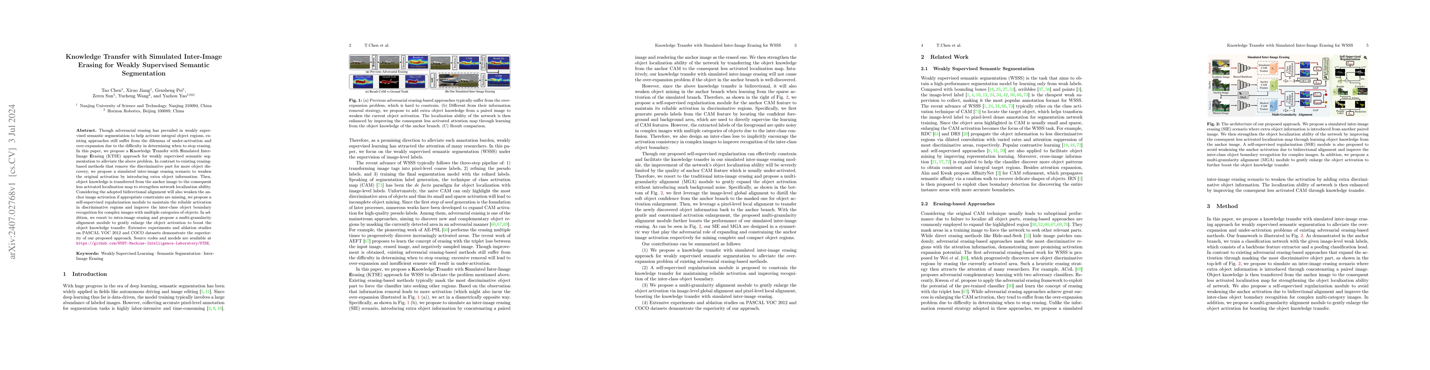 Thumbnail for Knowledge Transfer with Simulated Inter-Image Erasing for Weakly
  Supervised Semantic Segmentation