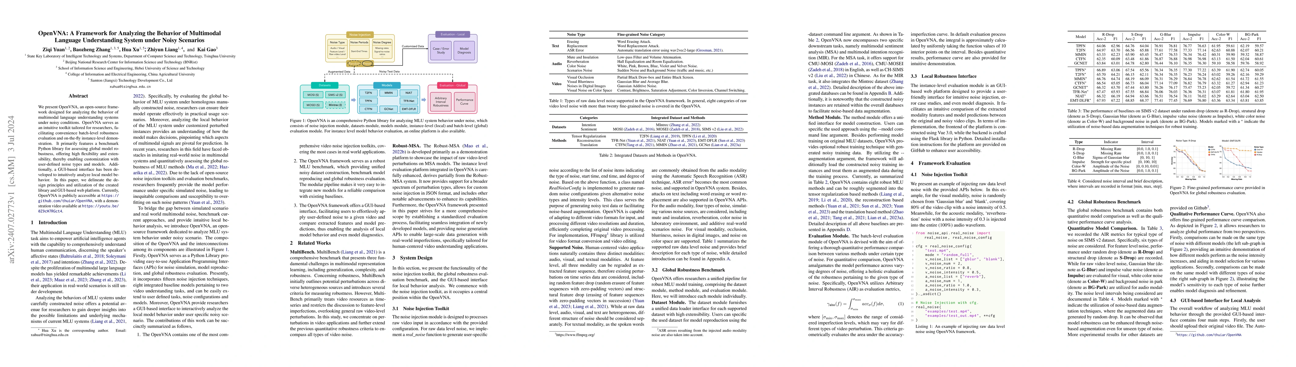 Thumbnail for OpenVNA: A Framework for Analyzing the Behavior of Multimodal Language
  Understanding System under Noisy Scenarios
