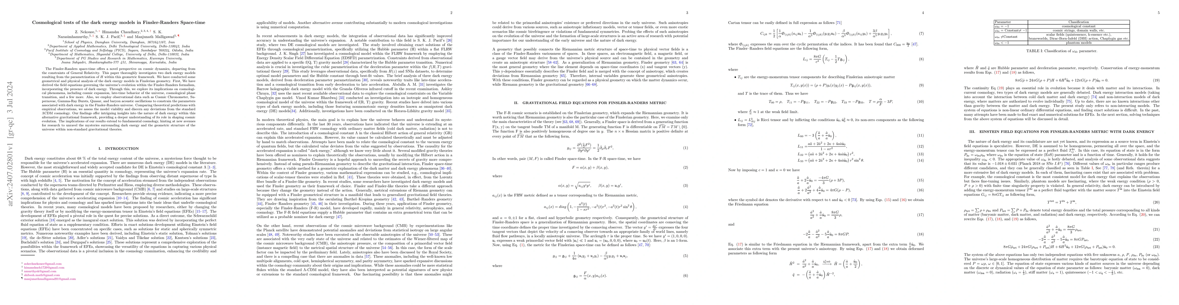 Thumbnail for Cosmological tests of the dark energy models in Finsler-Randers
  Space-time