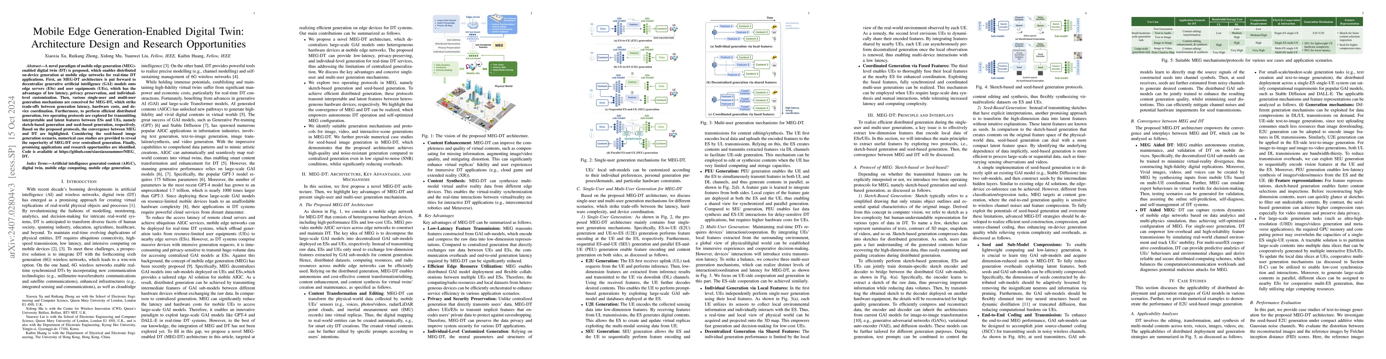 Thumbnail for Mobile Edge Generation-Enabled Digital Twin: Architecture Design and
  Research Opportunities