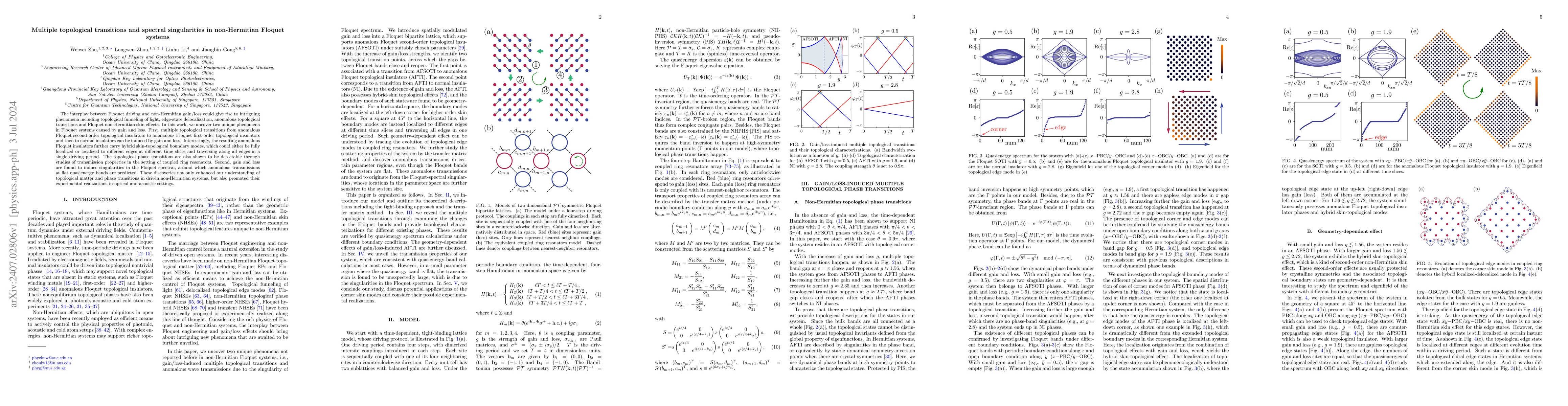 Thumbnail for Multiple topological transitions and spectral singularities in
  non-Hermitian Floquet systems