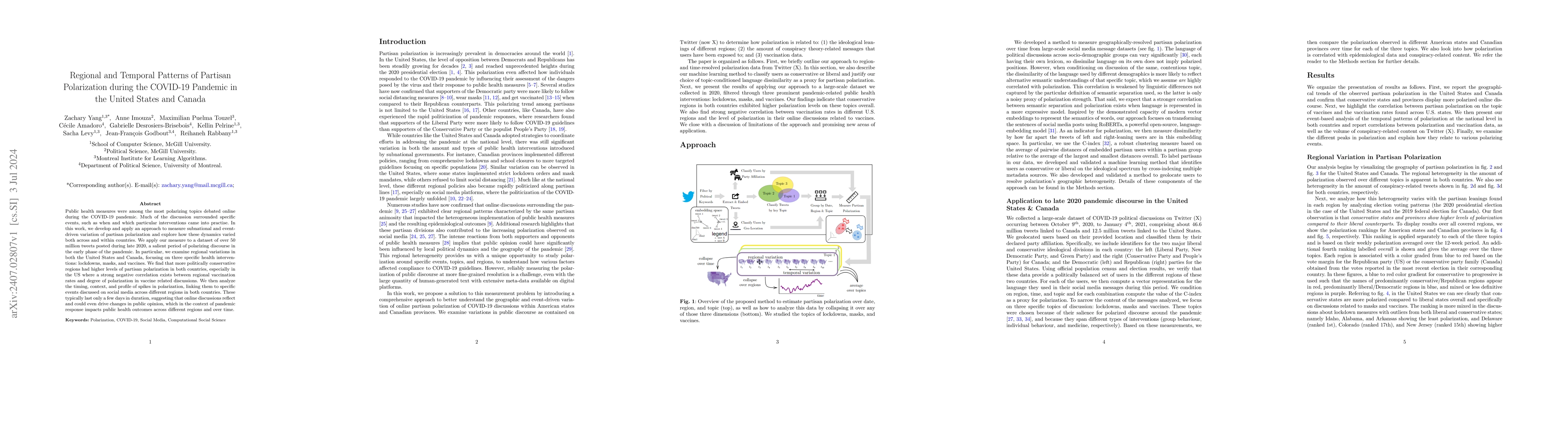 Thumbnail for Regional and Temporal Patterns of Partisan Polarization during the
  COVID-19 Pandemic in the United States and Canada