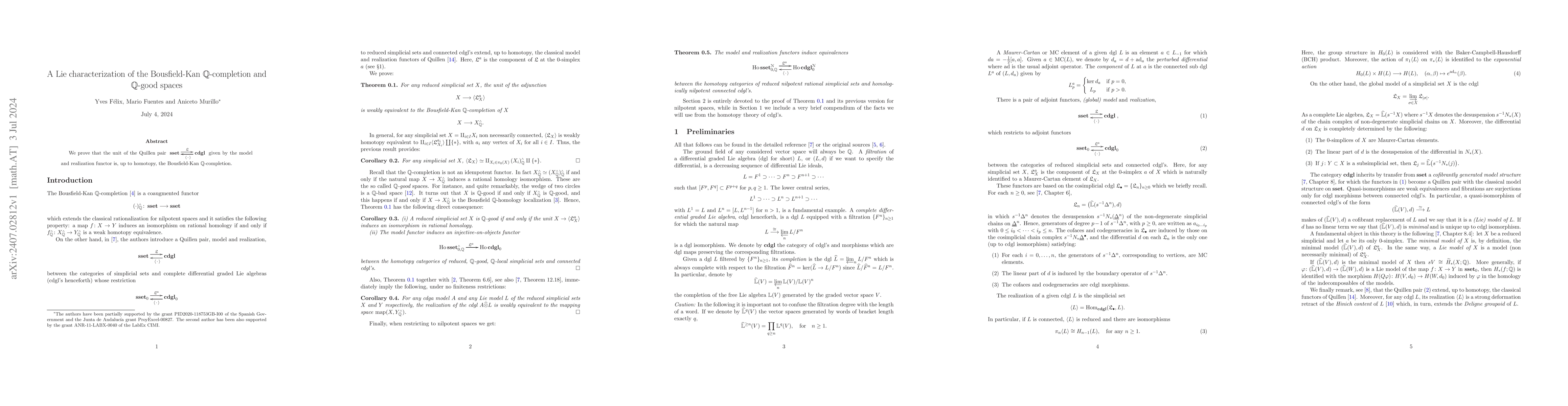 Thumbnail for A Lie characterization of the Bousfield-Kan ${\mathbb{Q}}$-completion
  and ${\mathbb{Q}}$-good spaces